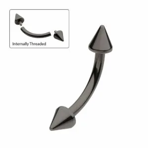 Curved barbell piikeillä -Musta PVD pinnoitettu titaani