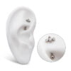 Curved barbell 3-zirkonikivellä & helmikolmiolla -Titaani - Image 4