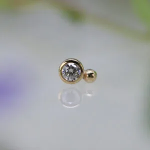 14k kultainen zirkonia & kultapallokärki